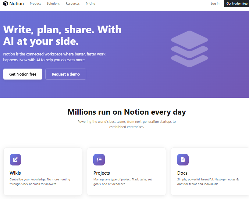 Recreation of notion landing page